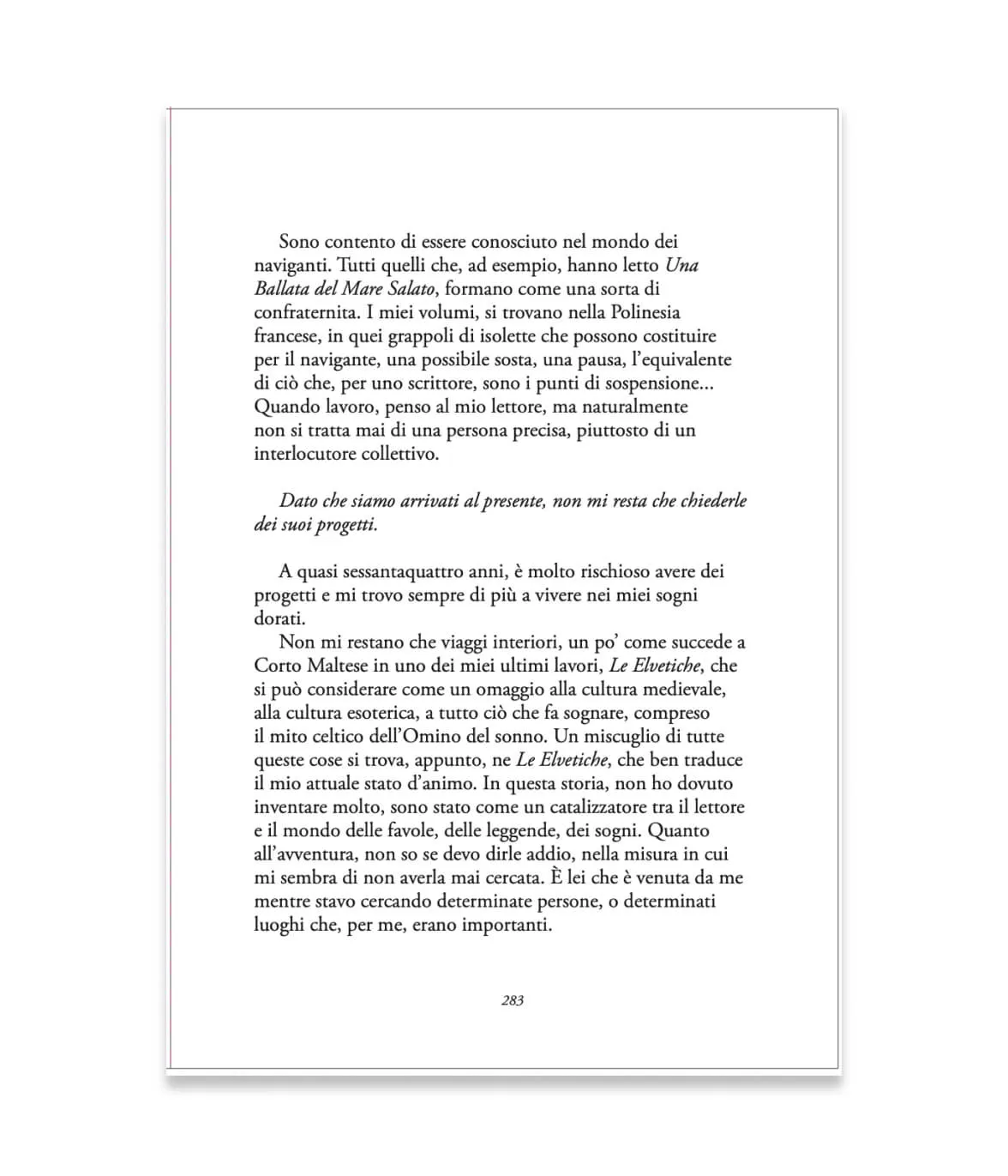 Hugo Pratt Il desiderio di essere inutile bok intervju 432 sider