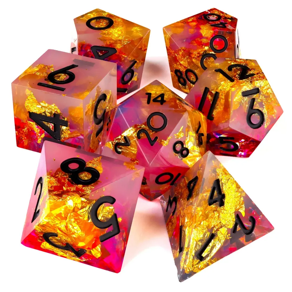 Baron of Dice Golden Rose RPG Dice Set terningsett 7 stk