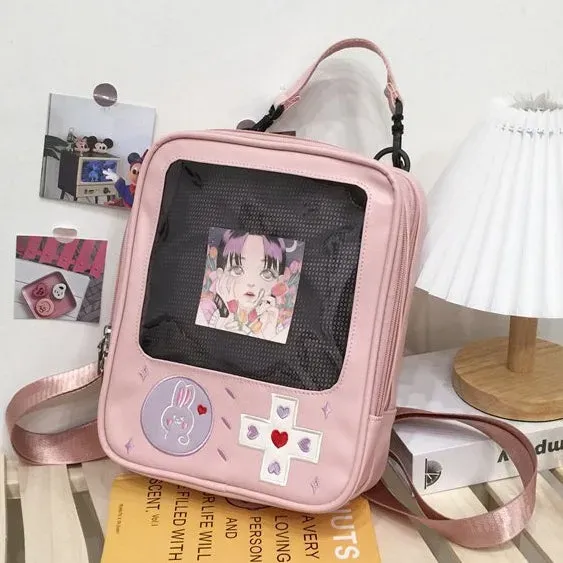 Tokyo Toys Gameboy Style ita-bag rosa med vindu