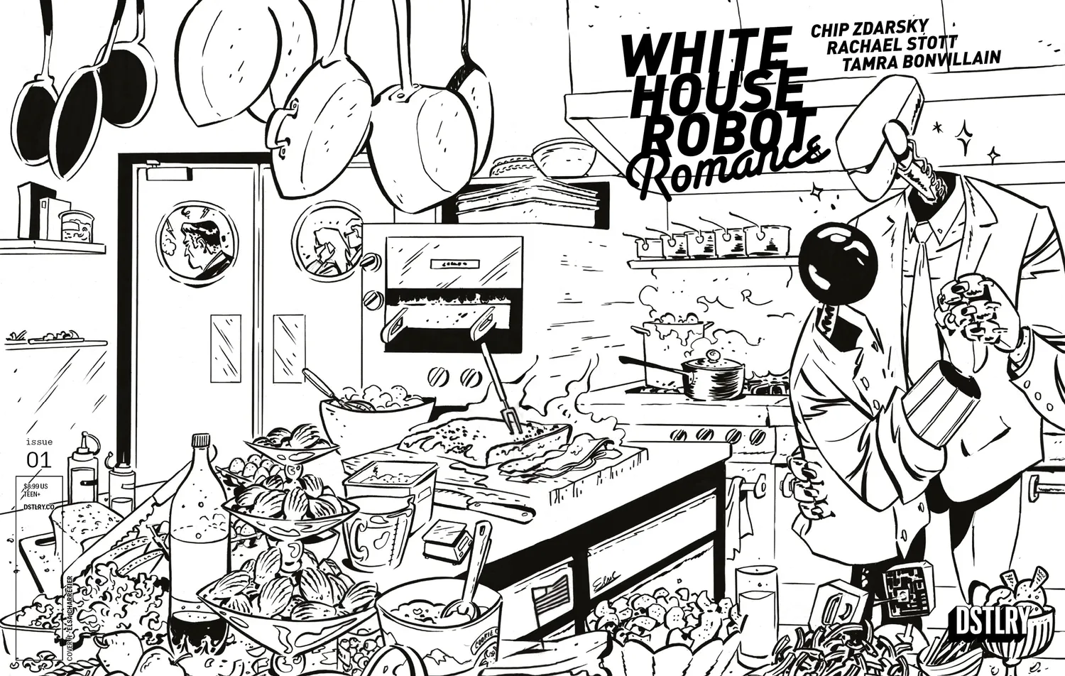DSTLRY White House Robot Romance 1 hefte Cover H Charretier svart-hvitt