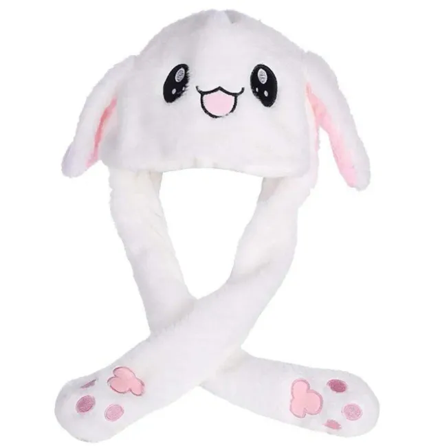 Bunny hvit kaninlue med bevegelige ører one size