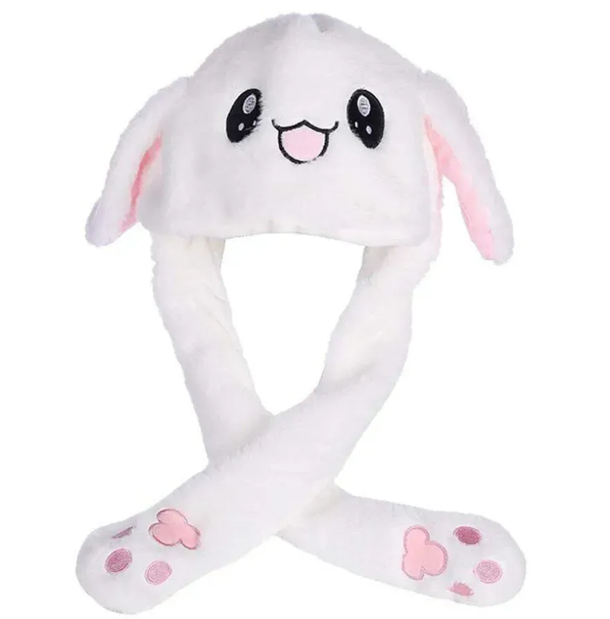 Bunny hvit kaninlue med bevegelige ører one size