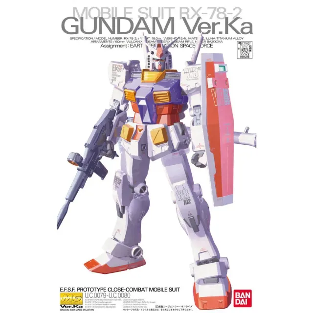Bandai Gundam RX-78-2 Ver Ka modellsett MG 1/100