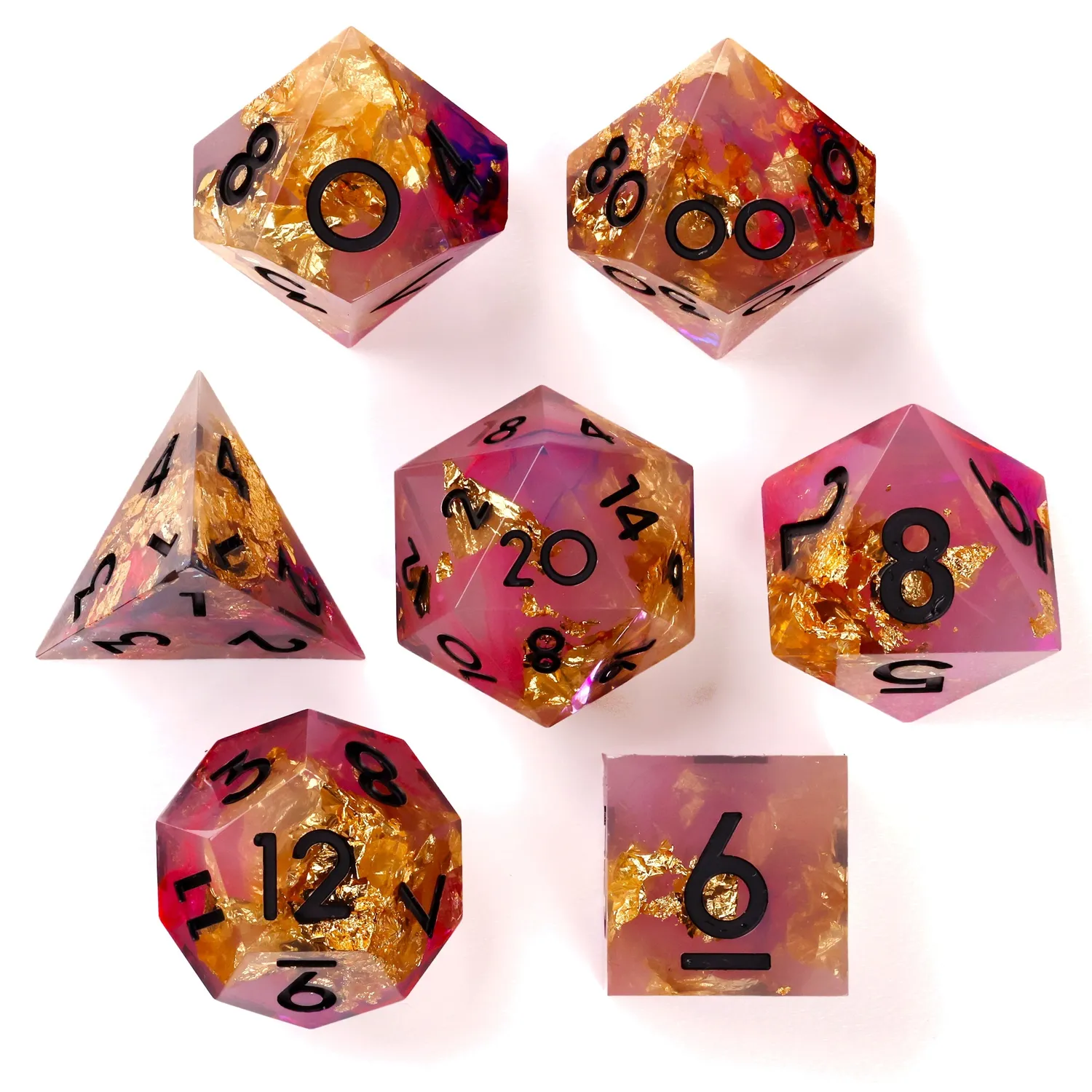 Baron of Dice Golden Rose RPG Dice Set terningsett 7 stk