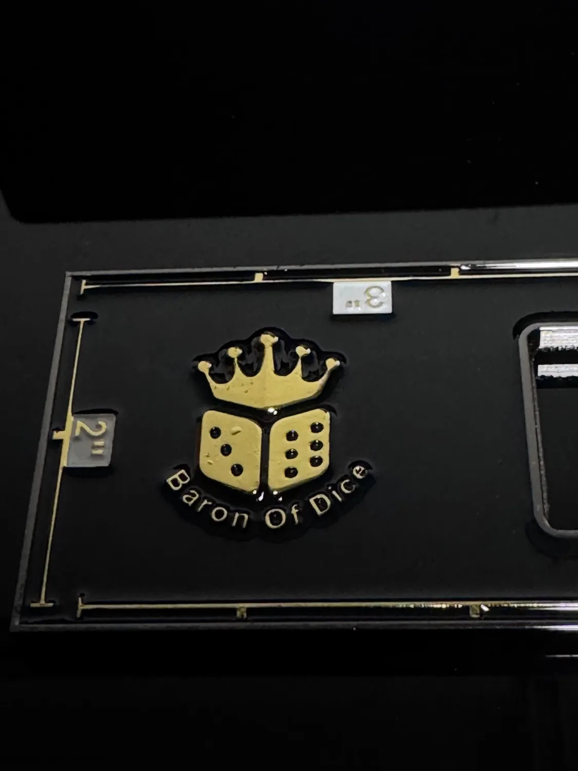 Baron of Dice Orange Coffin combat gauge metall Baron Coin