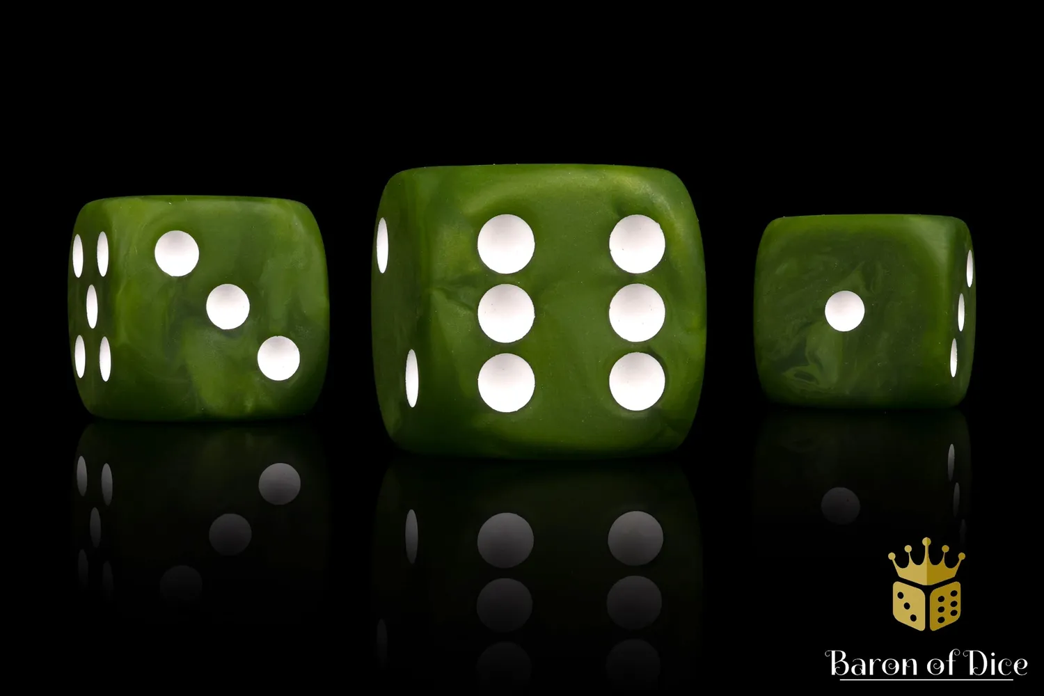Baron of Dice Olive Drab D6 terninger 25 stk 16 mm