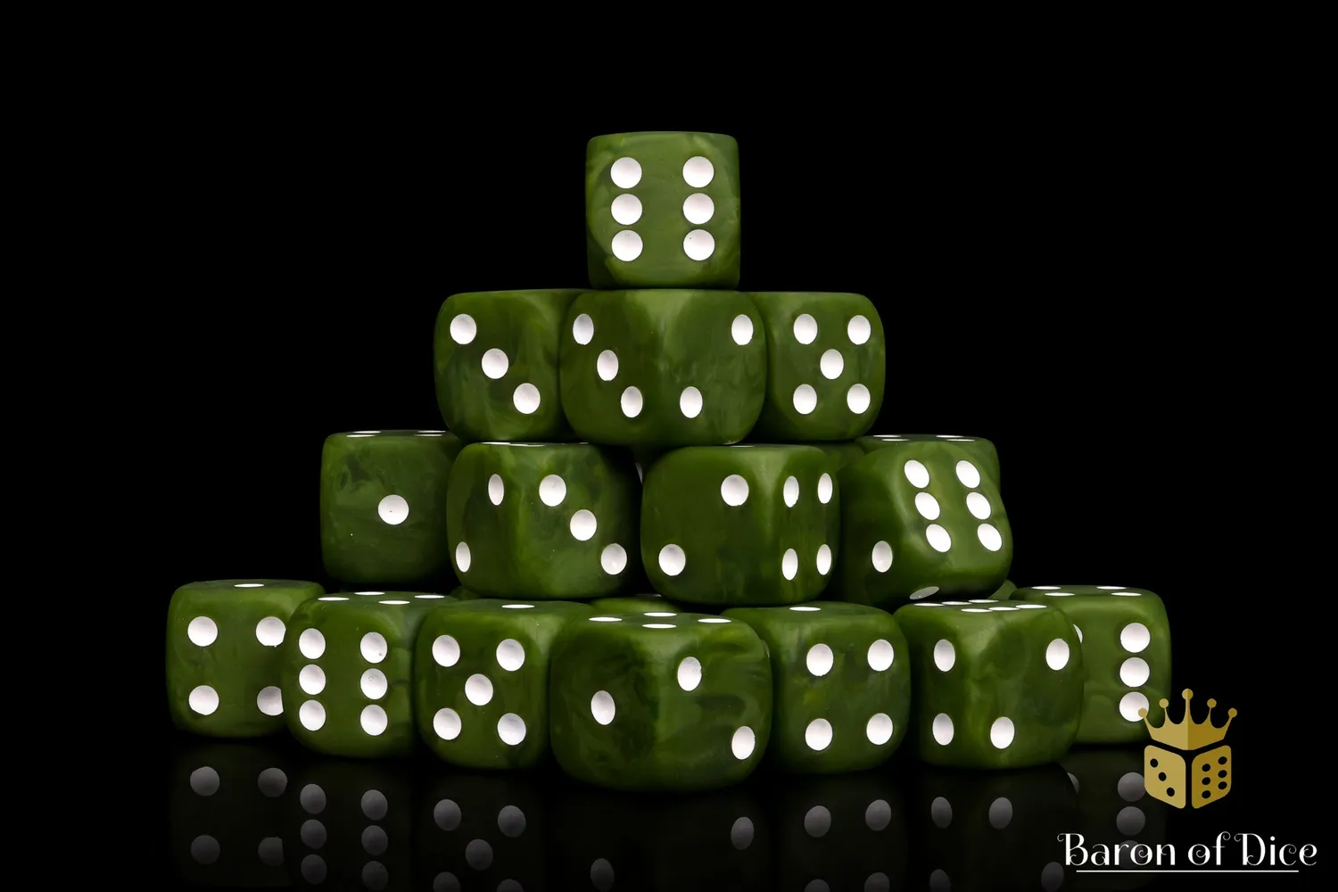 Baron of Dice Olive Drab D6 terninger 25 stk 16 mm