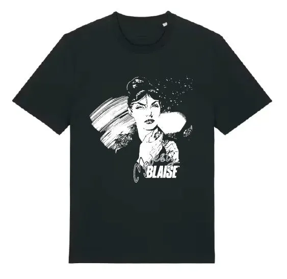 Modesty Blaise T-skjorte sort hvitt trykk