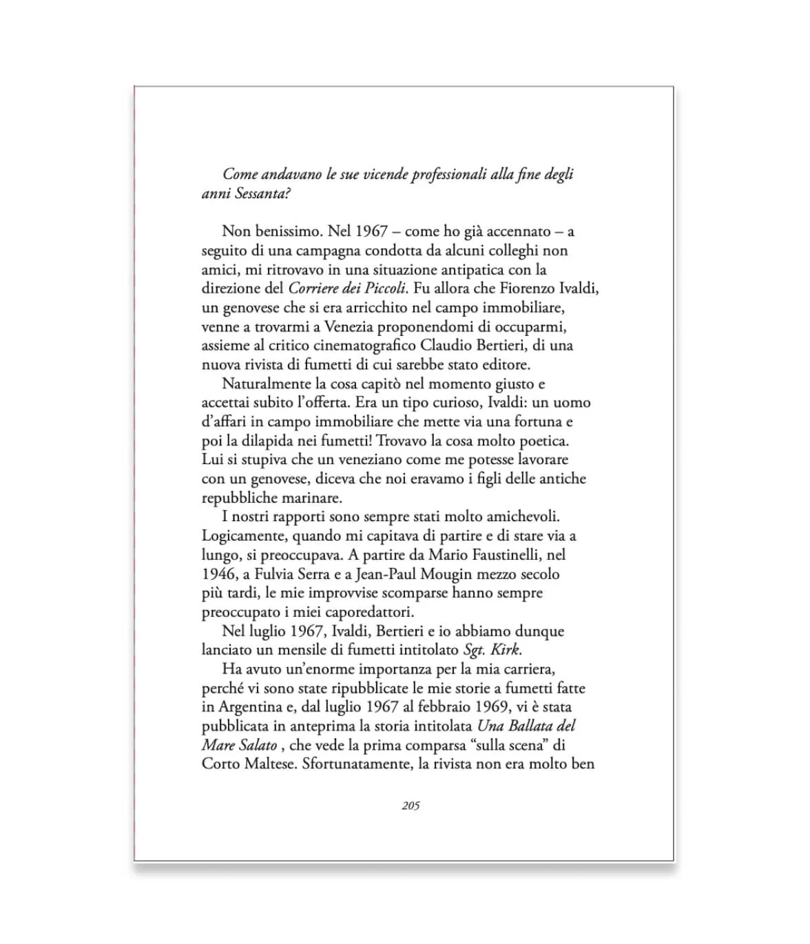 Hugo Pratt Il desiderio di essere inutile bok intervju 432 sider