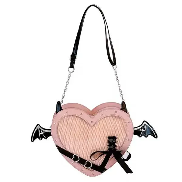 Tokyo Toys Devil Heart ita-bag rosa hjerteveske