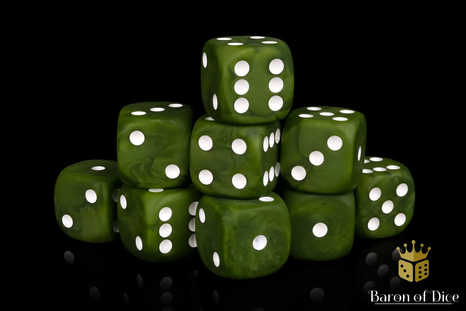 Baron of Dice Olive Drab D6 terninger 25 stk 16 mm