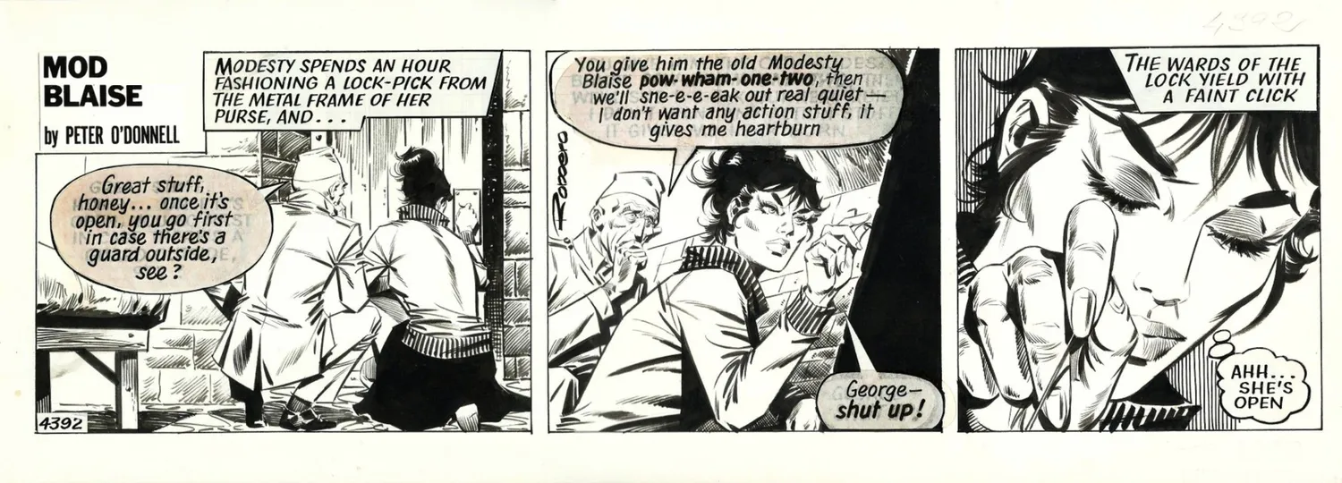 Modesty Blaise originalstripe 4392 1978 Romero Tusj samler