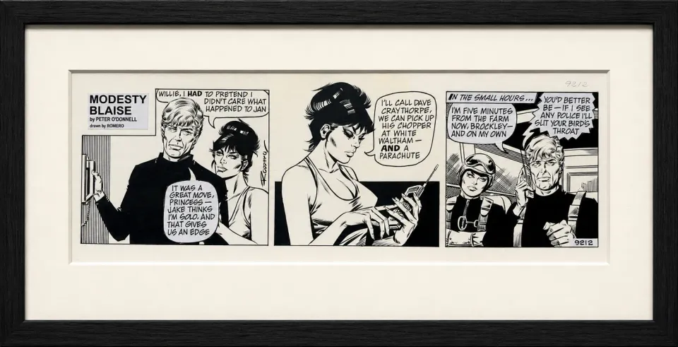Modesty Blaise original stripe #9212 innrammet The Murder Frame