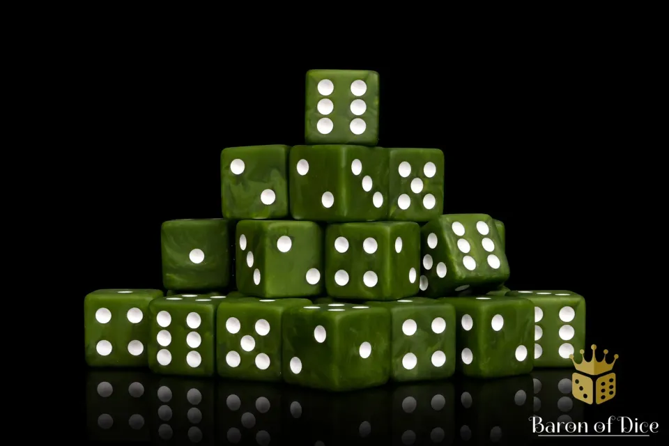 Baron of Dice Olive Drab D6 terninger 25 stk 16 mm
