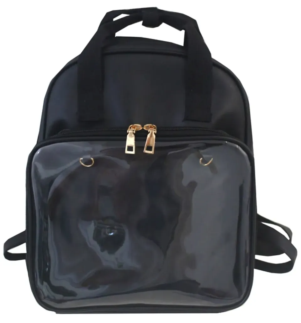 Tokyo Toys stor svart itabag med transparent lomme