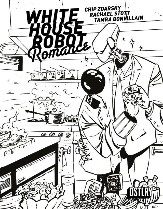 DSTLRY White House Robot Romance 1 hefte Cover H Charretier svart-hvitt