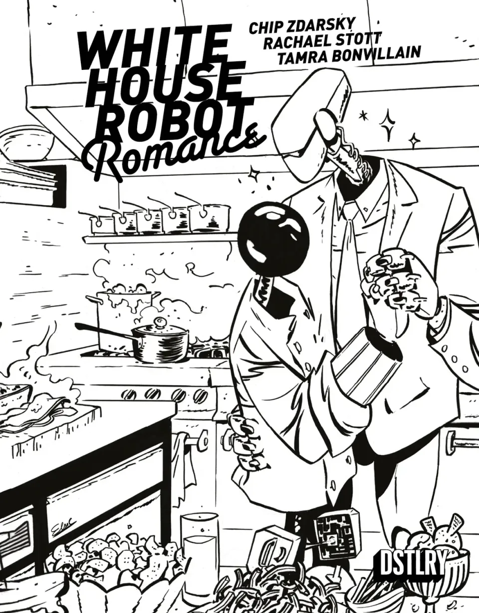 DSTLRY White House Robot Romance 1 hefte Cover H Charretier svart-hvitt