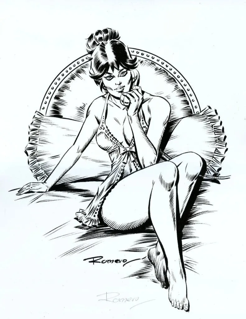 Modesty Blaise Romero trykk signert innrammet 29x42 Spion