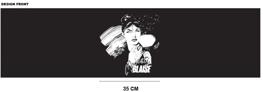 Modesty Blaise T-skjorte sort hvitt trykk