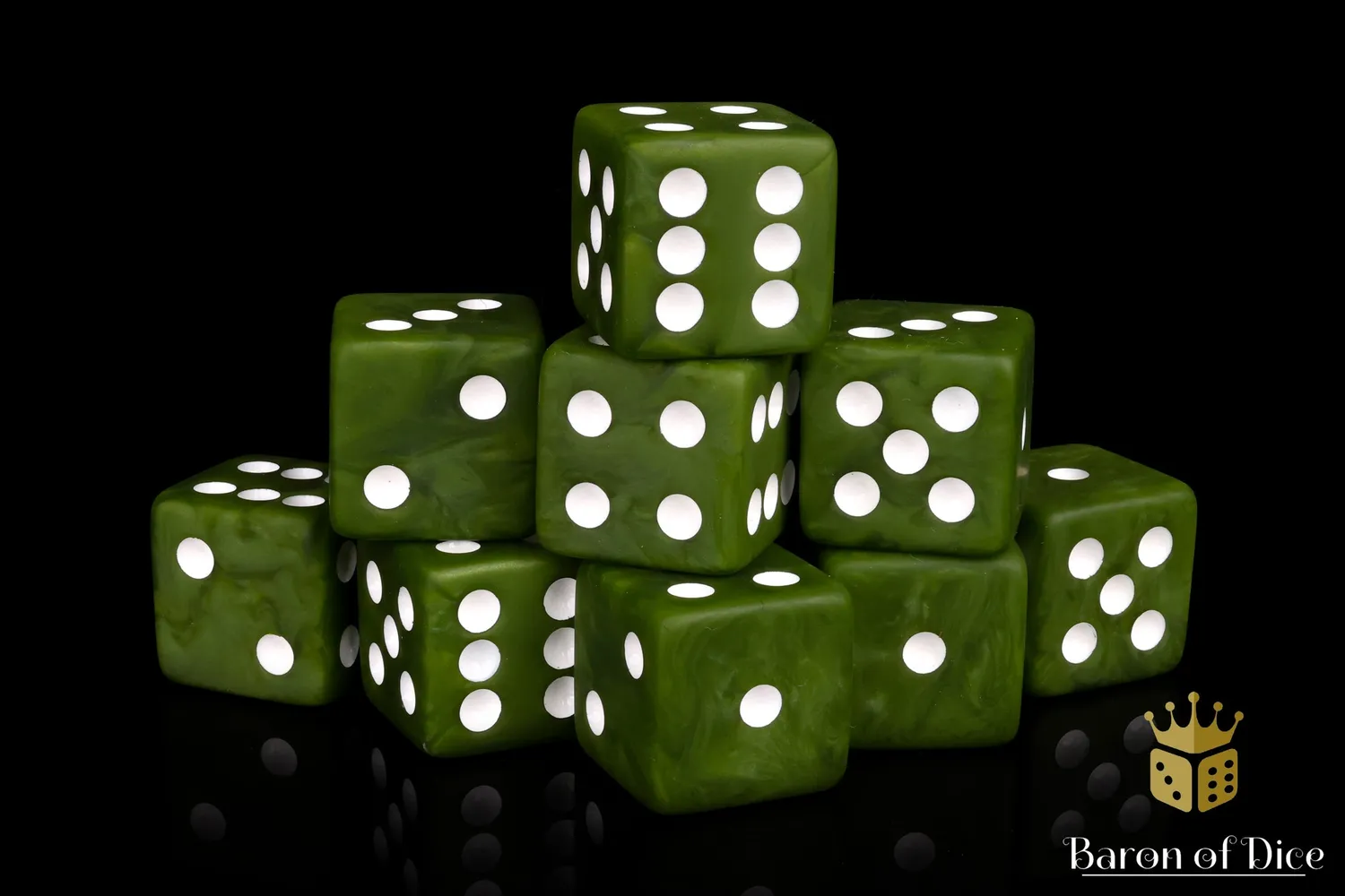 Baron of Dice Olive Drab D6 terninger 25 stk 16 mm